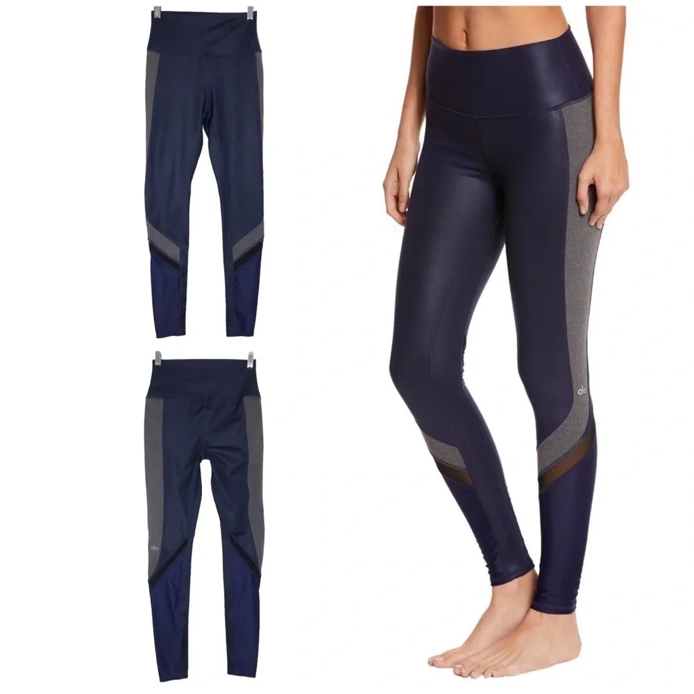 Alo Yoga High Rise Elevate Leggings Blue Gray SIZE XSMALL